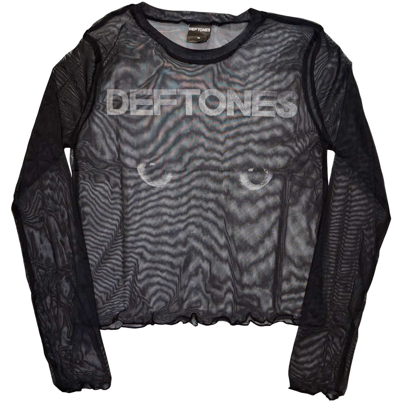 Deftones Langermet Mesh-Crop-Top For Damer: Sphynx (Svart) - 2