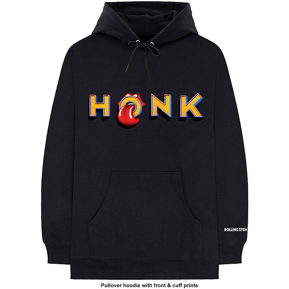 The Rolling Stones Unisex Pullover Hoodie: Honk Letters (Cuff Print) (Medium)