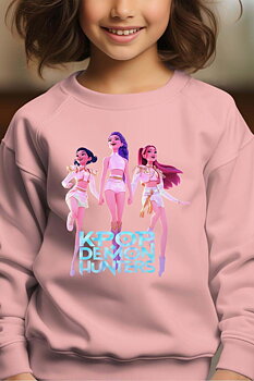Huntrix Kpop Demon Hunters Barn Sweatshirt - Dancing - Rosa - Unisex