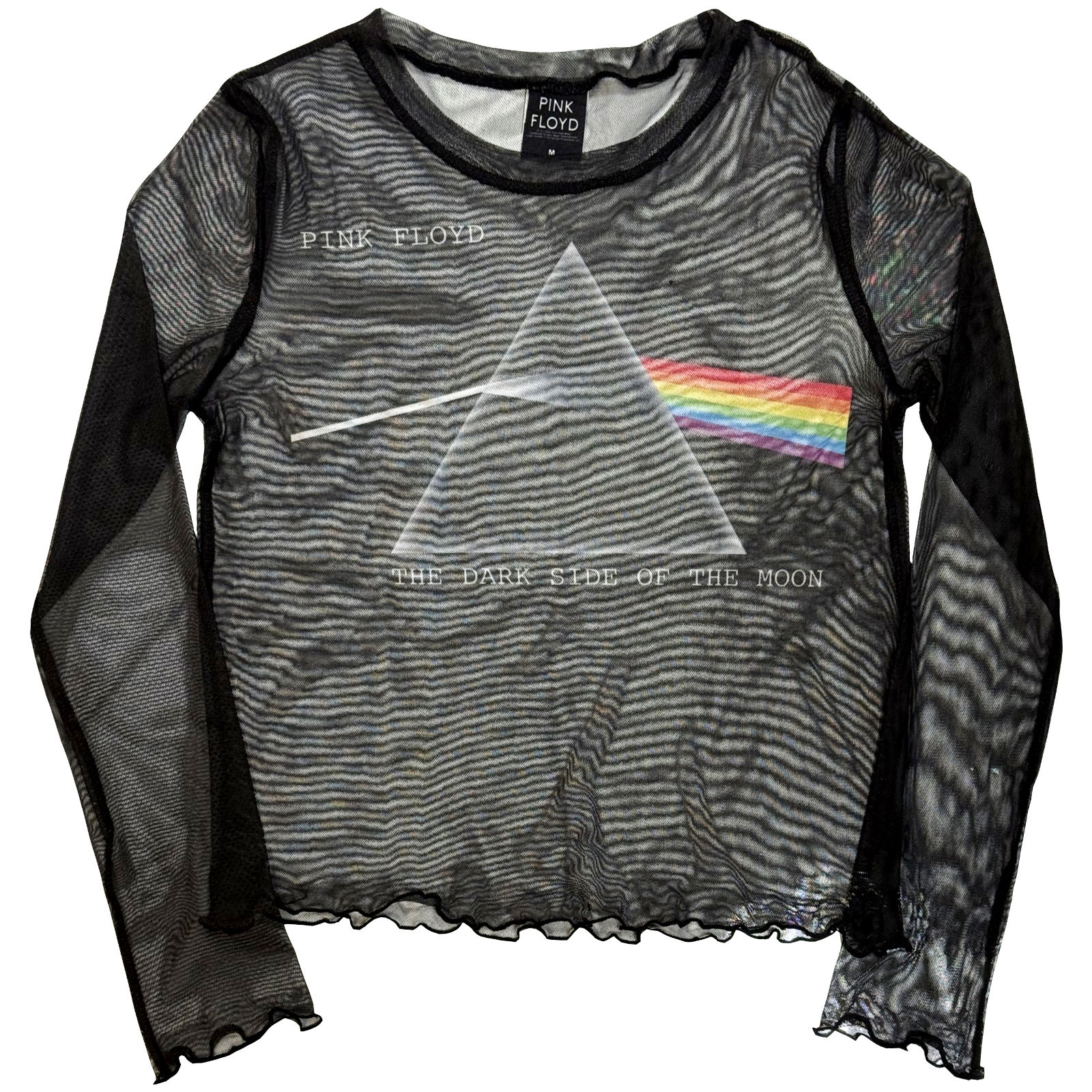 Pink Floyd Langermet Mesh-Crop-Top For Damer: DSOTM Courier (Svart) - 2