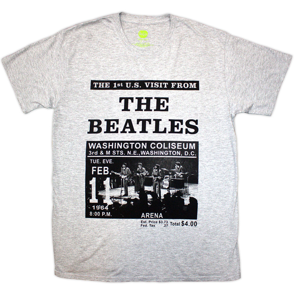 The Beatles Unisex T-Shirt: Washington '64 Promo (Grey) (XX-Large)