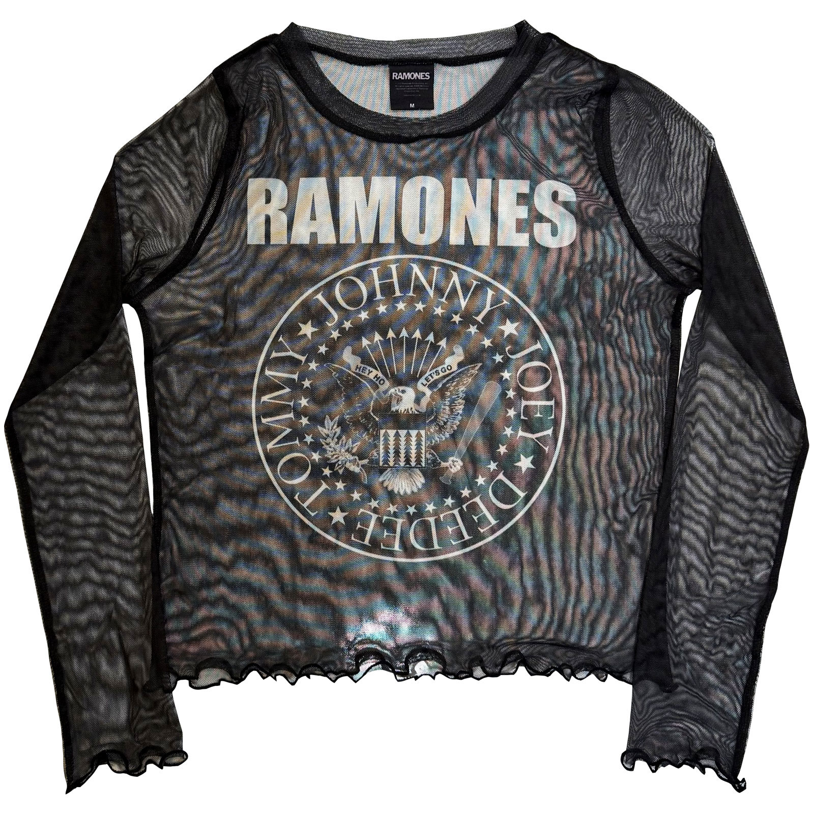 Ramones Dam Långärmad Mesh Crop Top: Presidential Seal (Svart) - 2
