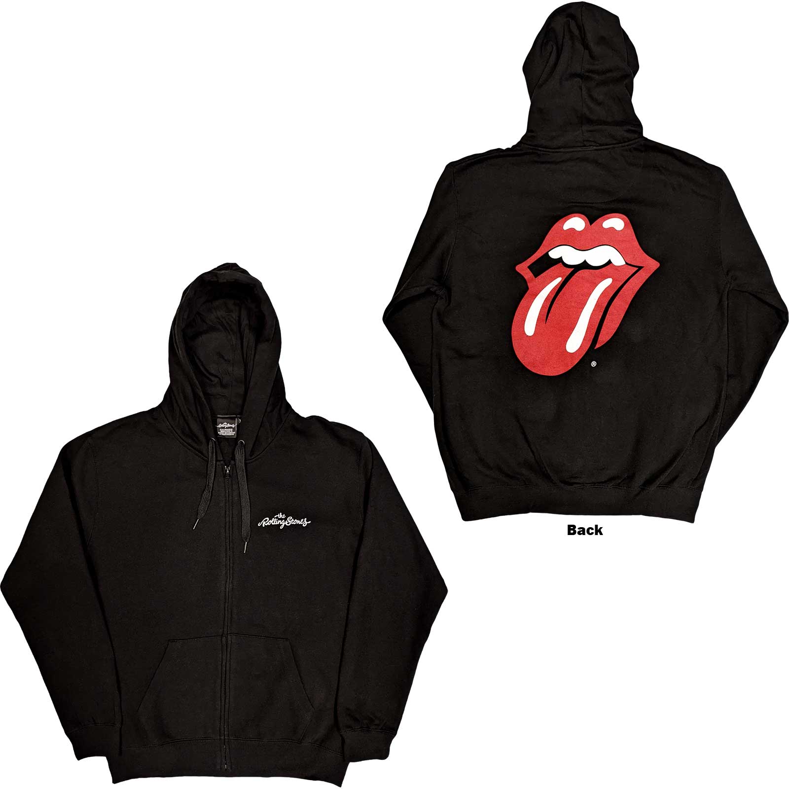 The Rolling Stones Unisex Zipped Hoodie: Classic Tongue (Back Print) (XX-Large) - 2