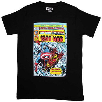 Marvel Comics Unisex T-Shirt: Captain America & Iron Man Comic Cover (Large)