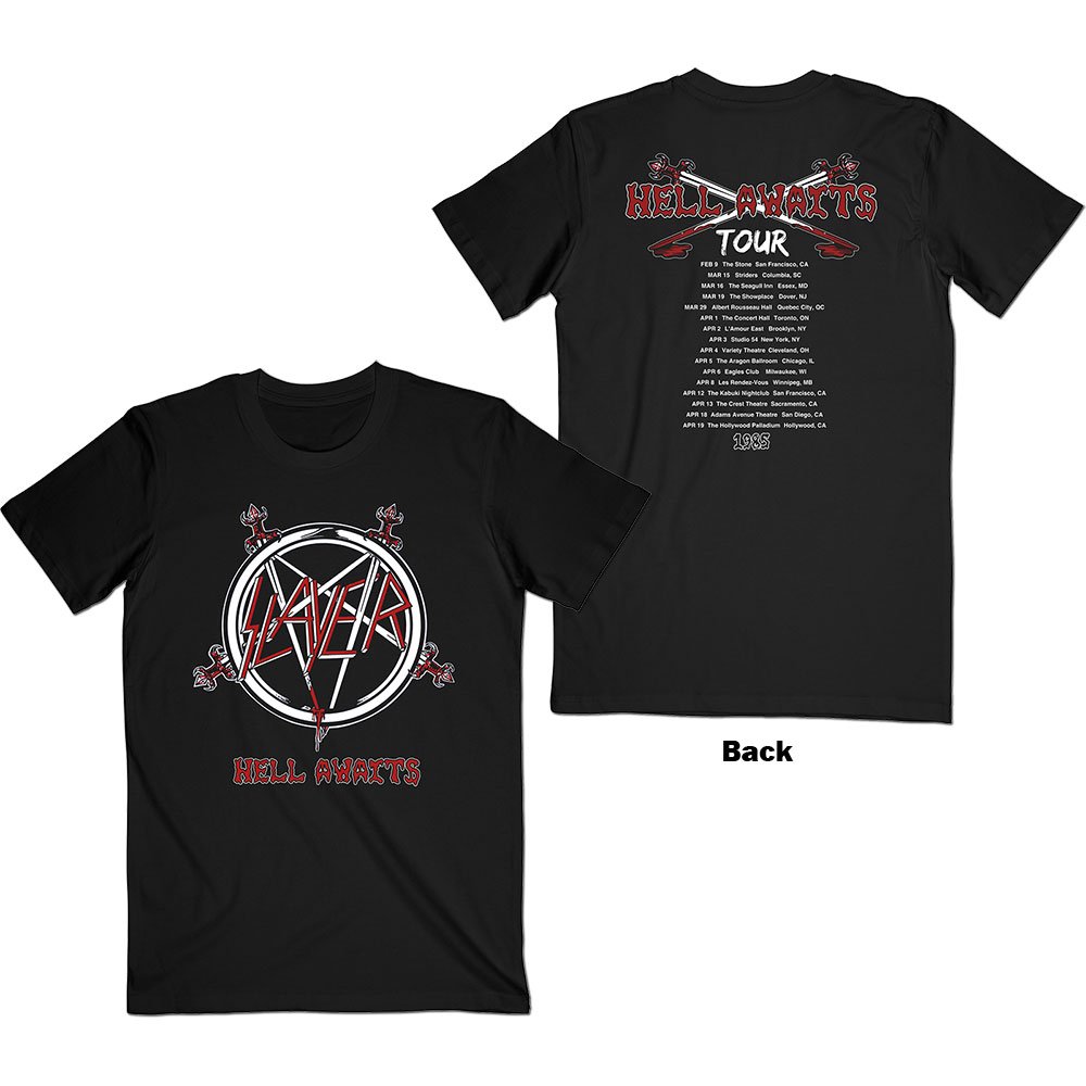 Slayer Unisex T-Shirt: Hell Awaits Tour (Back Print) (Large)