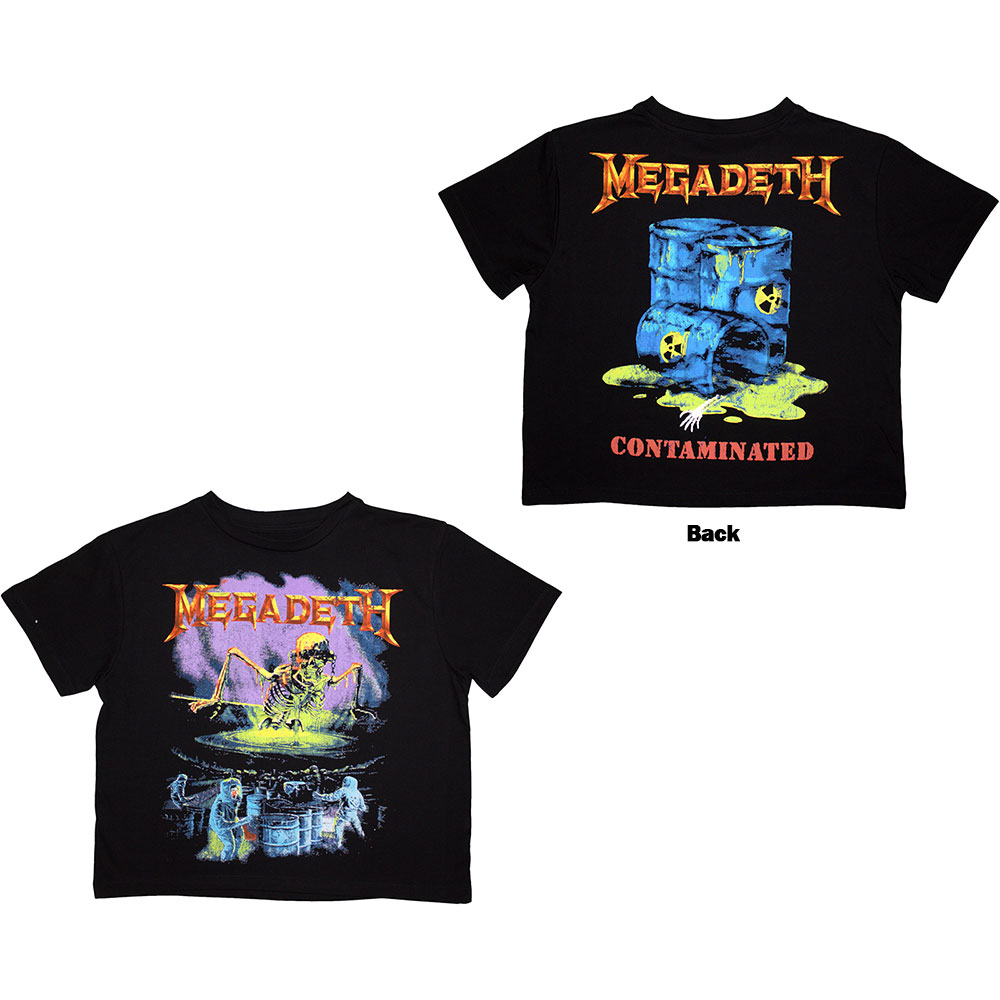 Megadeth Ladies Crop Top: Contaminated (Back Print) (X-Small)