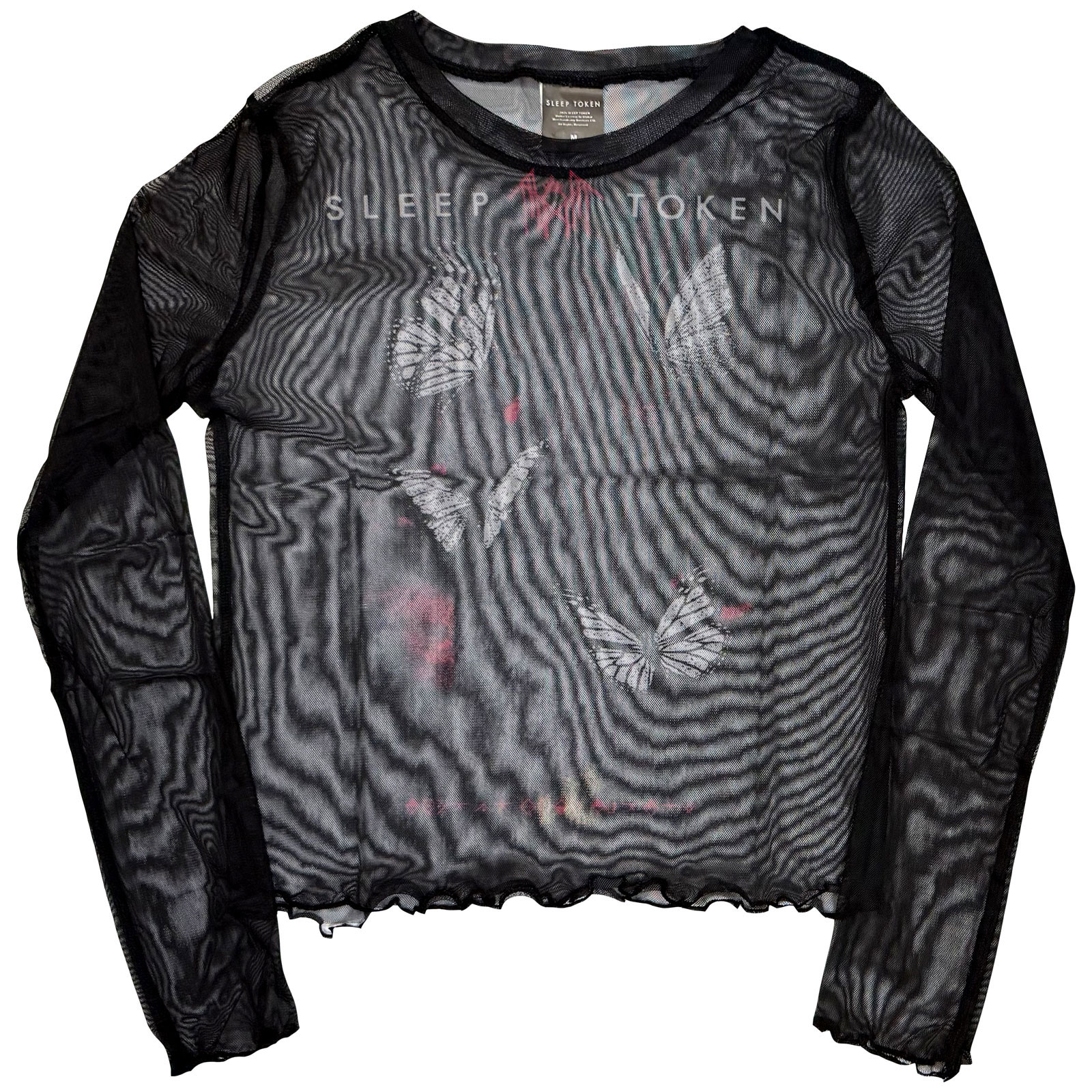 Sleep Token Langermet Mesh-Crop-Top For Damer: Butterflies (Svart) - 2
