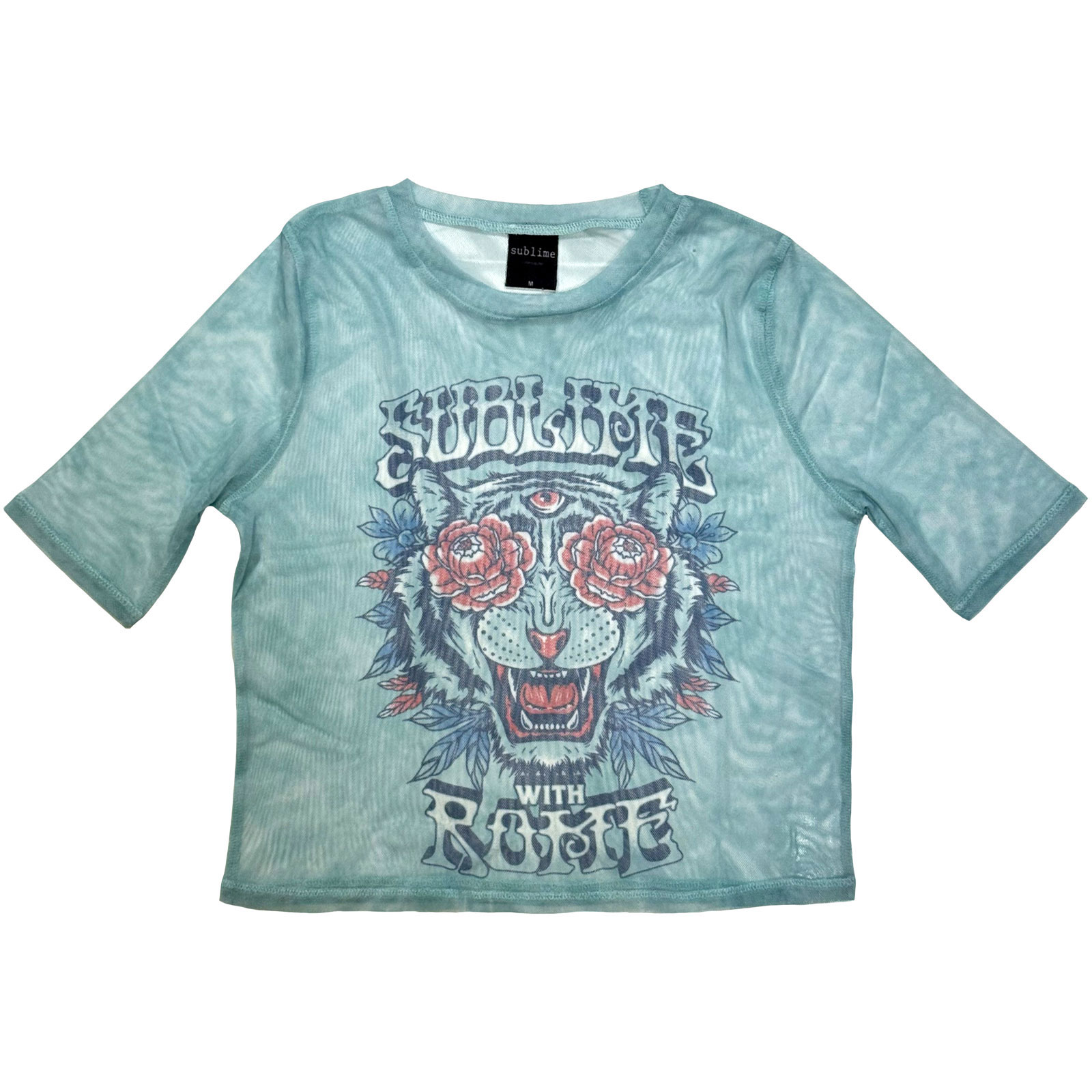 Sublime Damemesh-Crop-Top: With Rome (Lyseblå) - 2