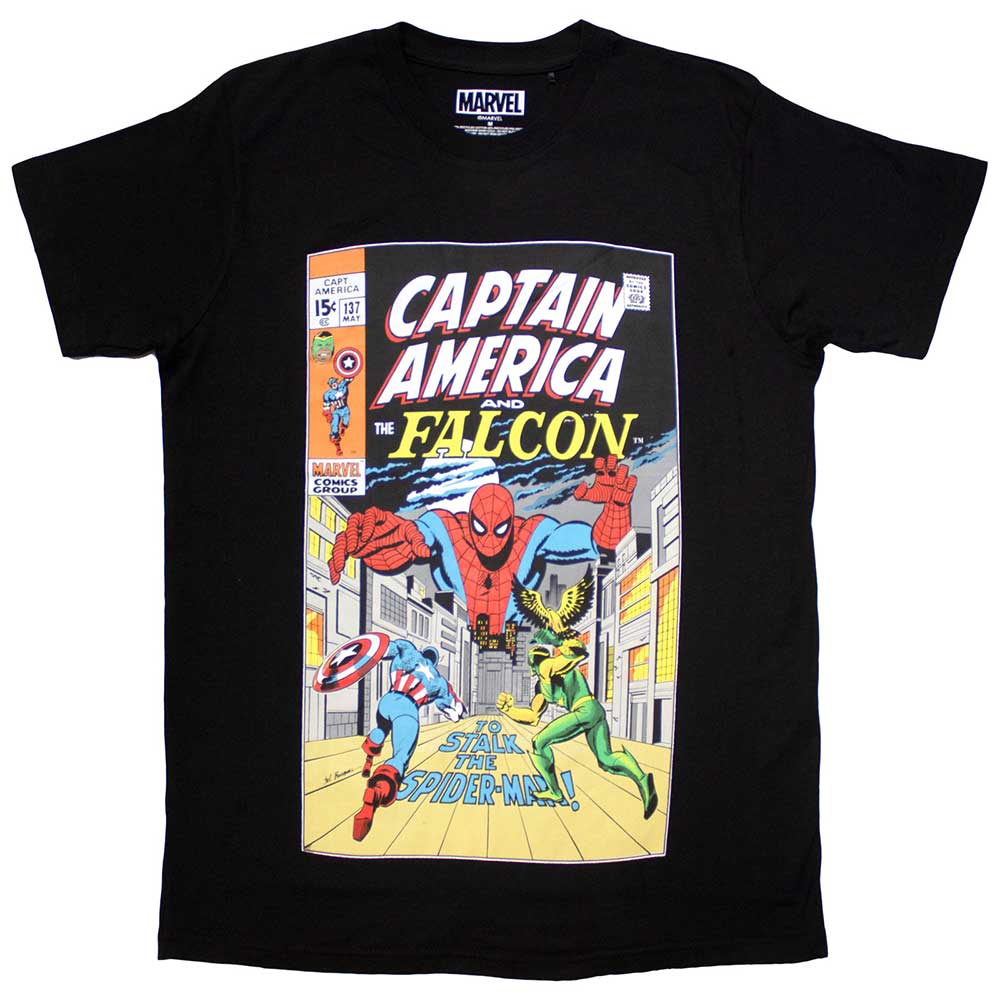 Marvel Comics Unisex T-Shirt: Captain America & Falcon Comic Cover (Large)