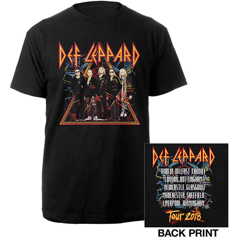 Def Leppard Unisex T-Shirt: 2018 Tour Photo (Back Print/Ex. Tour) (Small)