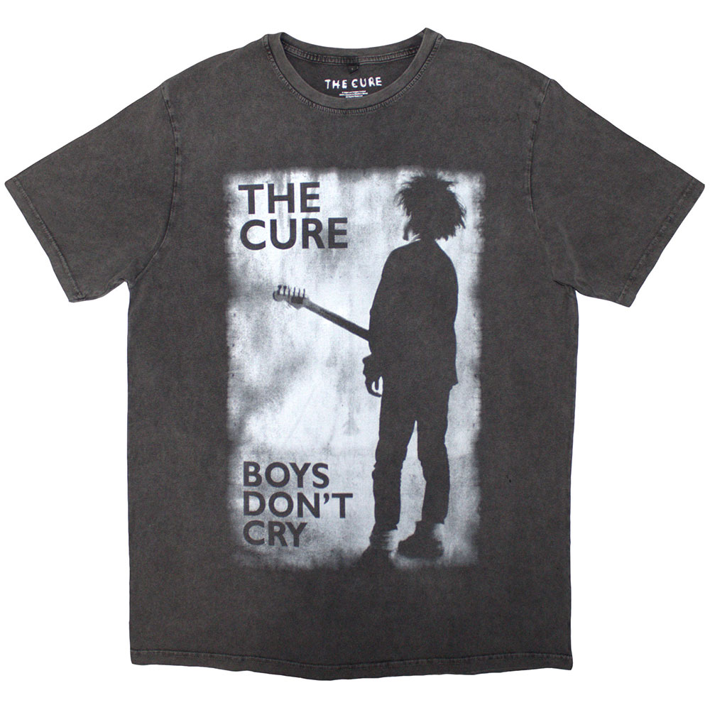 The Cure Unisex Stone Wash T-Shirt: Boys Don't Cry Black & White (Charcoal Grey) (XX-Large)