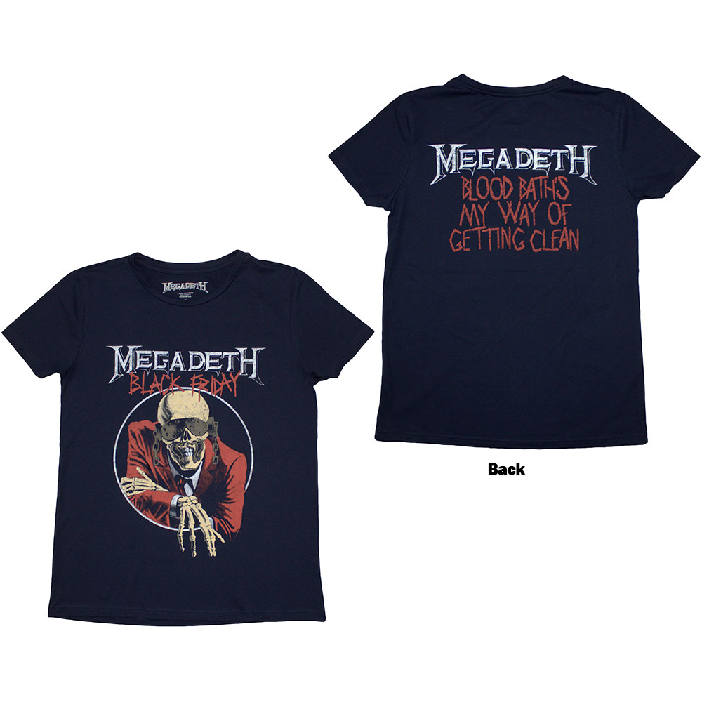 Megadeth Ladies T-Shirt: Black Friday (Back Print) (Small)