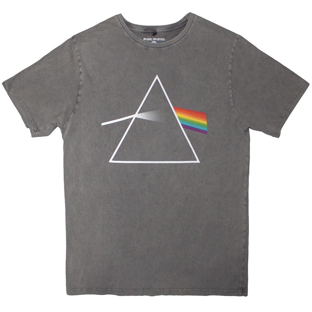 Pink Floyd Unisex Stone Wash T-Shirt: Dark Side of the Moon Album (Grey) (XX-Large)