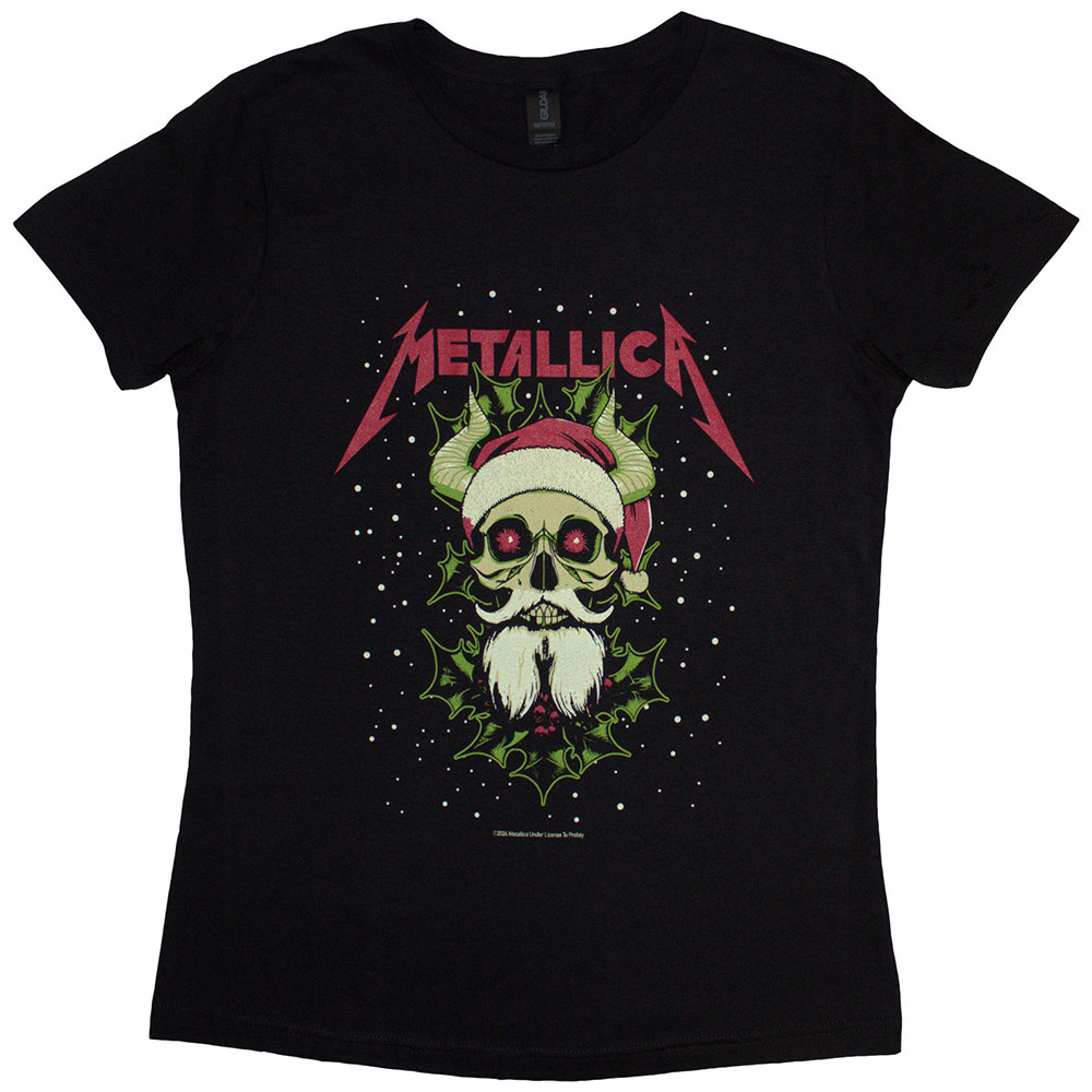 Metallica Ladies T-Shirt: Santa Horns (Small)
