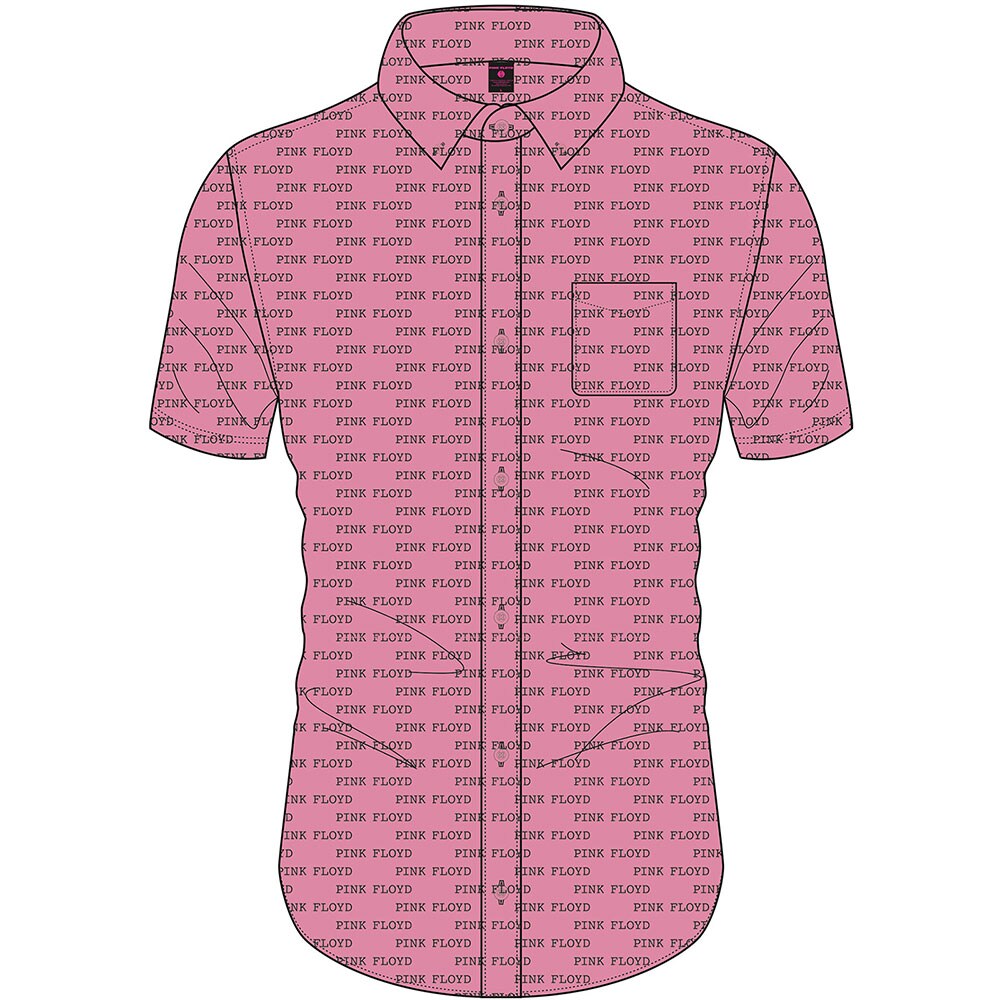 Pink Floyd Unisex Casual Shirt: Courier Pattern (All Over Print) (Large)