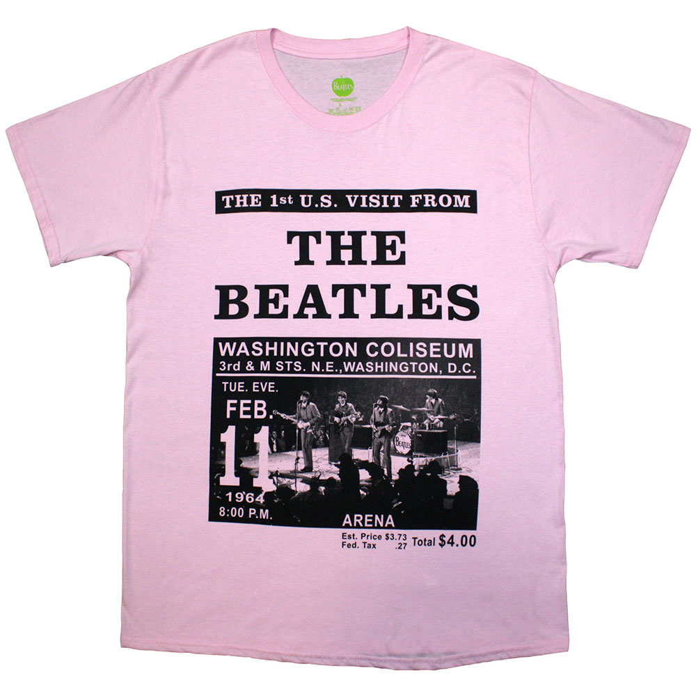 The Beatles Unisex T-Shirt: Washington '64 Promo (Pink) (XX-Large)