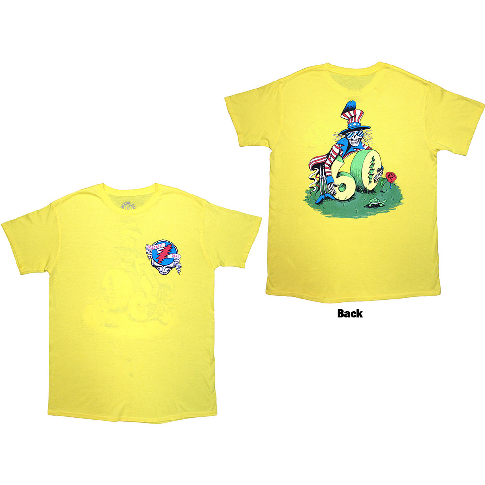 Grateful Dead Unisex T-Shirt: Rose Pose Yellow (Yellow) (Back Print) (Small)