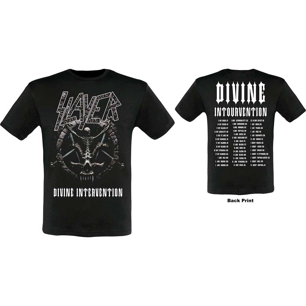 Slayer Unisex T-Shirt: Divine Intervention 2014 Dates (Back Print/Ex. Tour) (X-Large) - 2