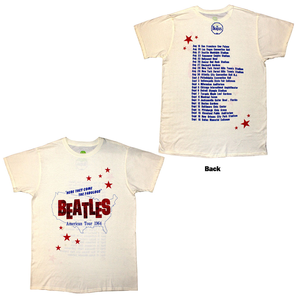 The Beatles Unisex T-Shirt: American Tour '64 (Natural) (Back Print) (X-Large)