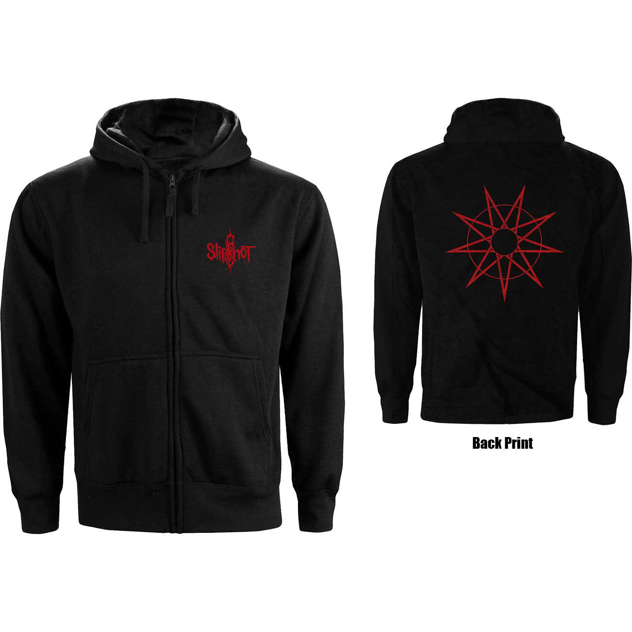 Slipknot Ladies Zipped Hoodie: 9 Point Star (Back Print) (Medium) - 2