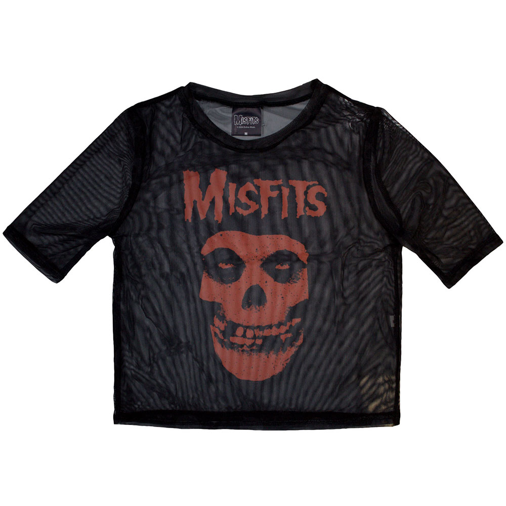 Misfits Ladies Crop Top: Orange Logo & Skull (Mesh) (XX-Large)