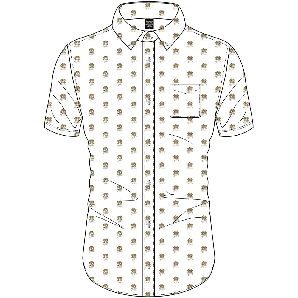Queen Unisex Casual Shirt: Crest Pattern (All Over Print) (Small)