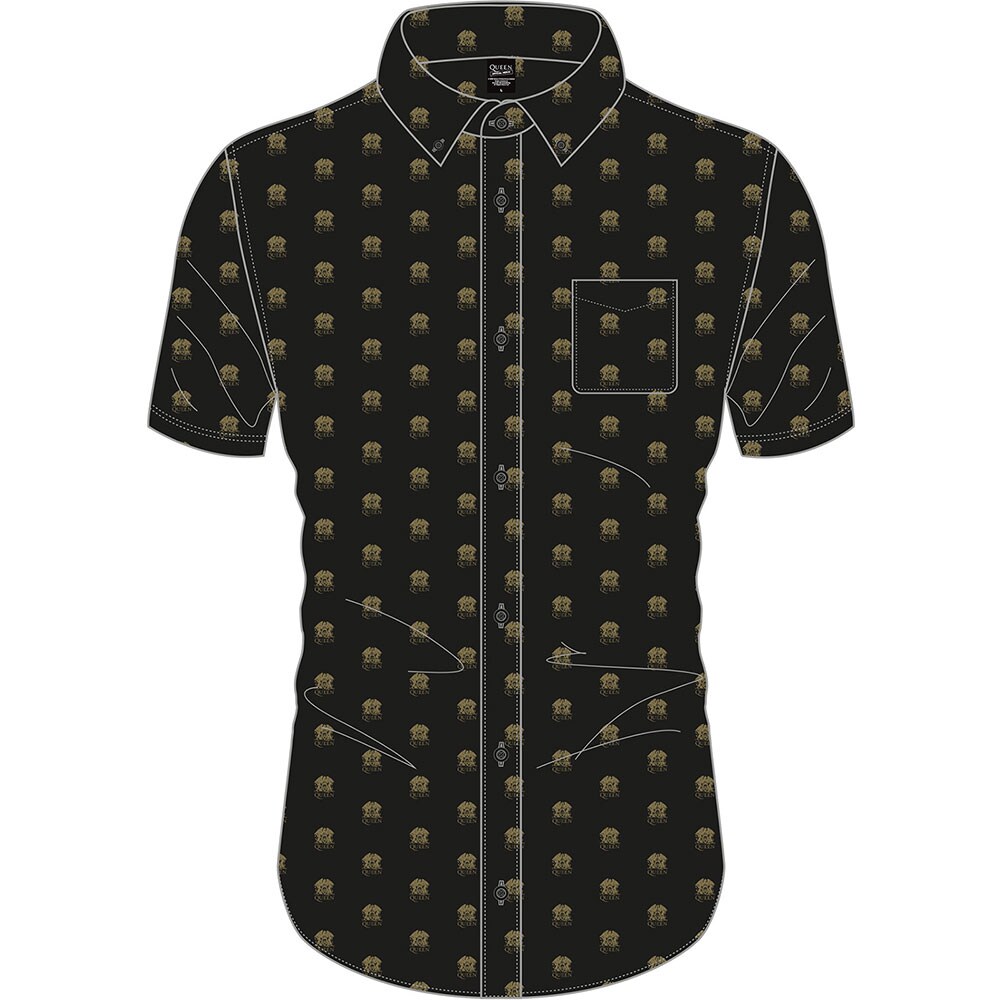 Queen Unisex Casual Shirt: Crest Pattern (All Over Print) (X-Large)