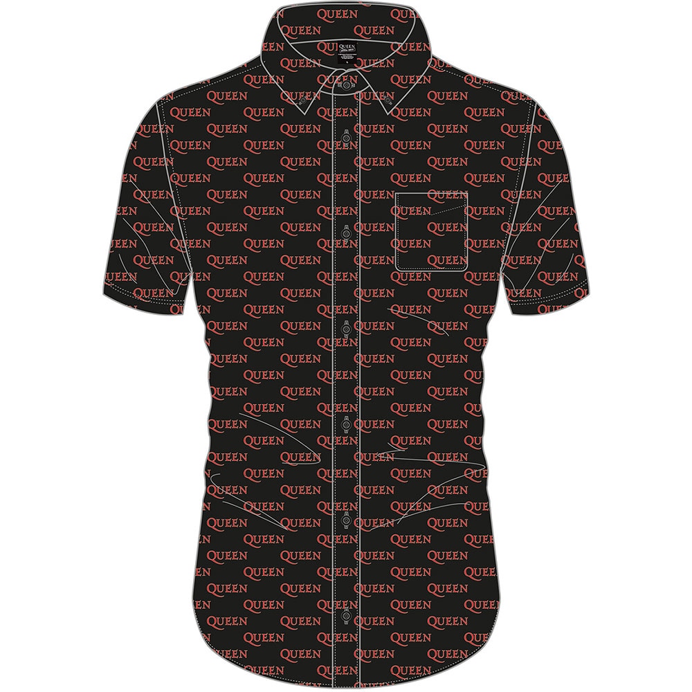 Queen Unisex Casual Shirt: Logo Pattern (All Over Print) (Large)