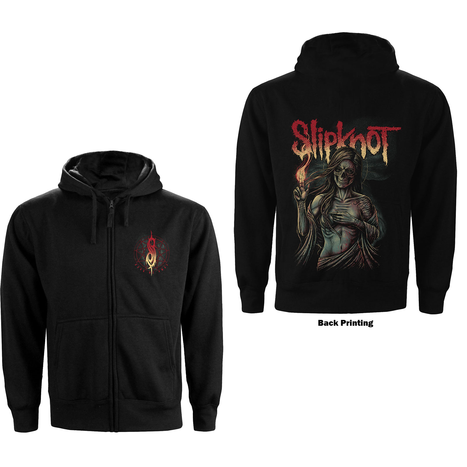 Slipknot Unisex Zipped Hoodie: Burn Me Away (Back Print) (Large) - 2
