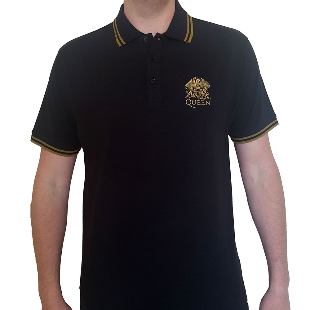 Queen Unisex Polo Shirt: Crest Logo (X-Large)