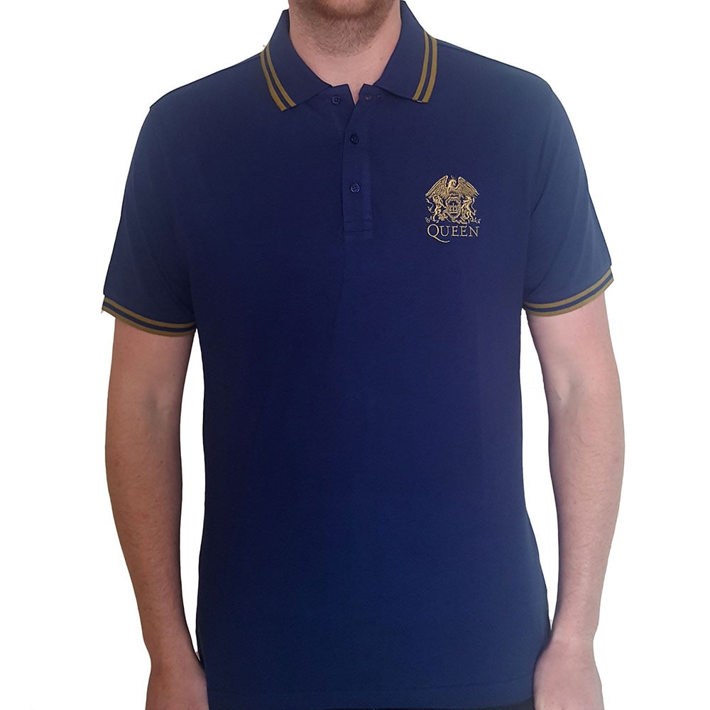 Queen Unisex Polo Shirt: Crest Logo (XX-Large)