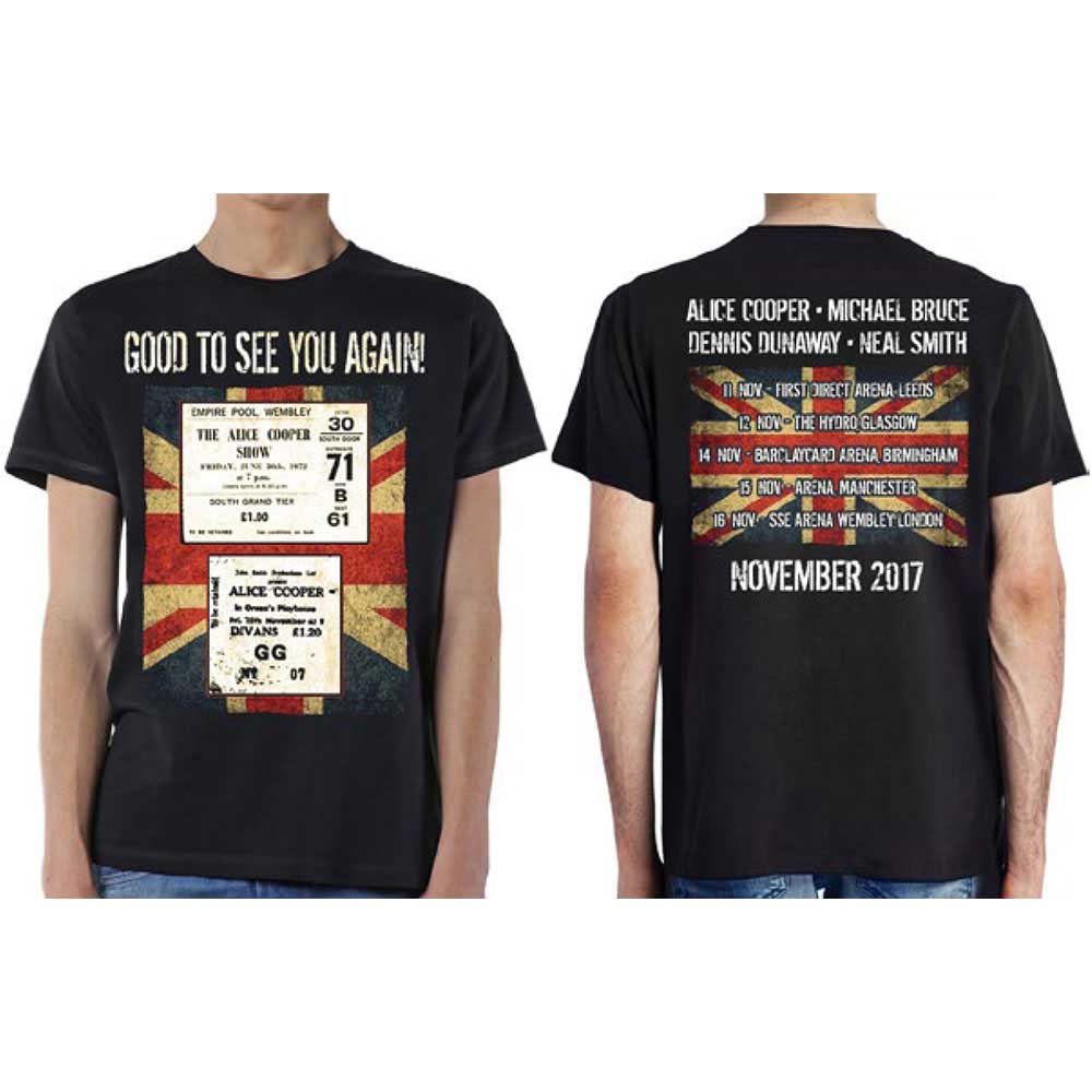 Alice Cooper Unisex T-Shirt: UK Only Event (Nov 2017) (Back Print/Ex Tour) (XX-Large)