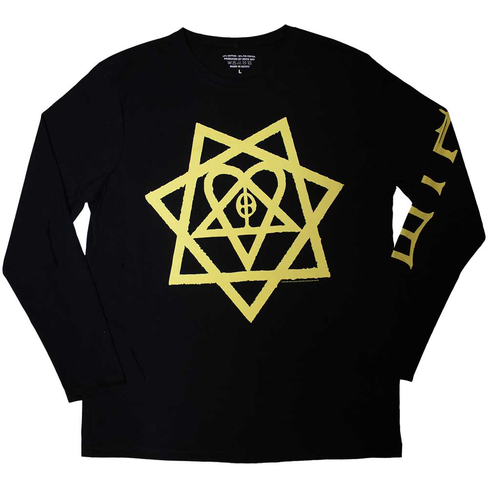HIM Unisex Long Sleeve T-Shirt: Heartagram Honeycomb (Sleeve Print) (Medium)