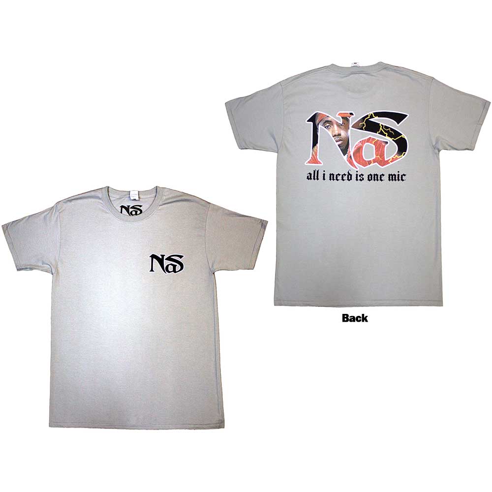 Nas Unisex T-Shirt: One Mic (Back Print) (Large)