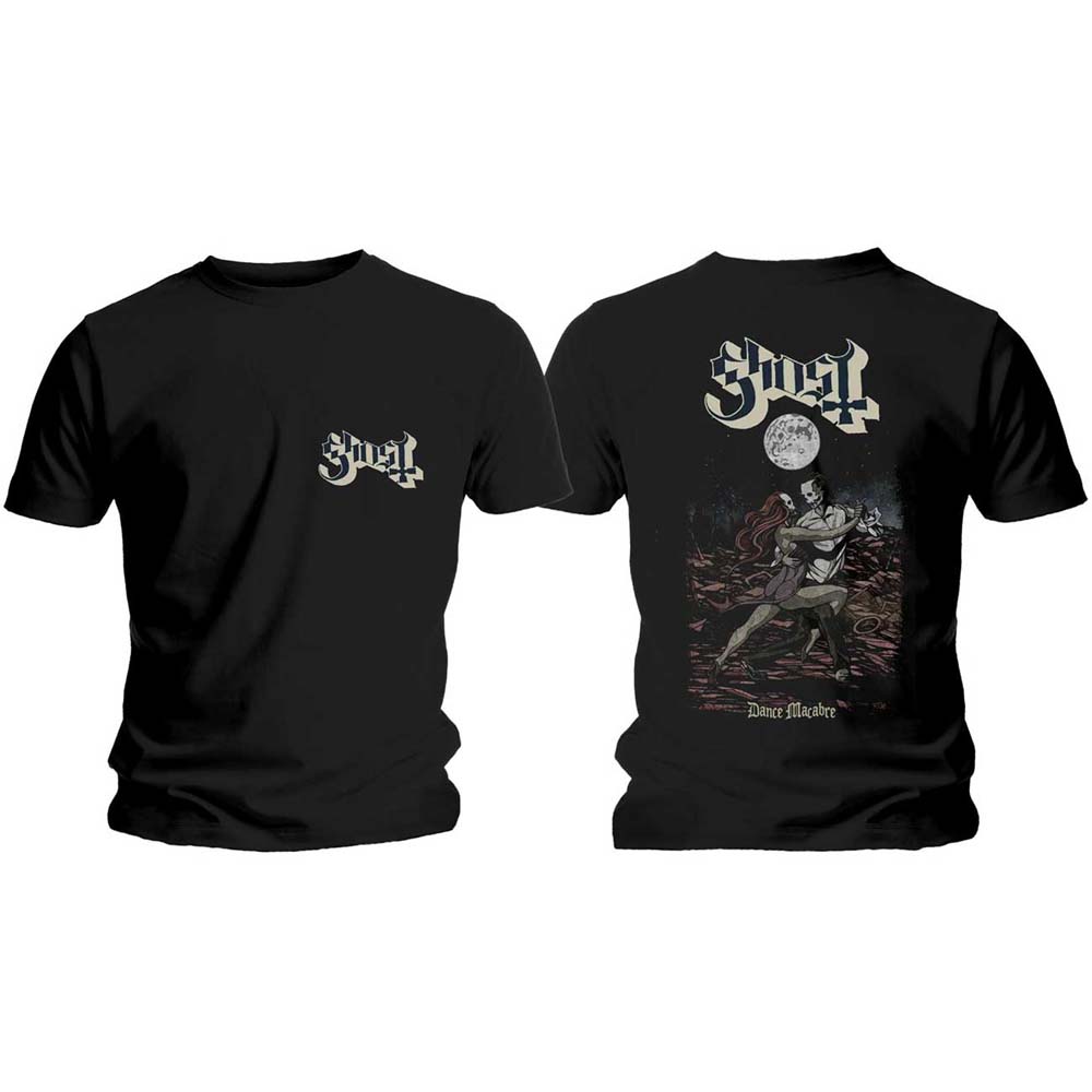 Ghost Unisex T-Shirt: Dance Macabre Cover & Logo (Back Print) (XX-Large)