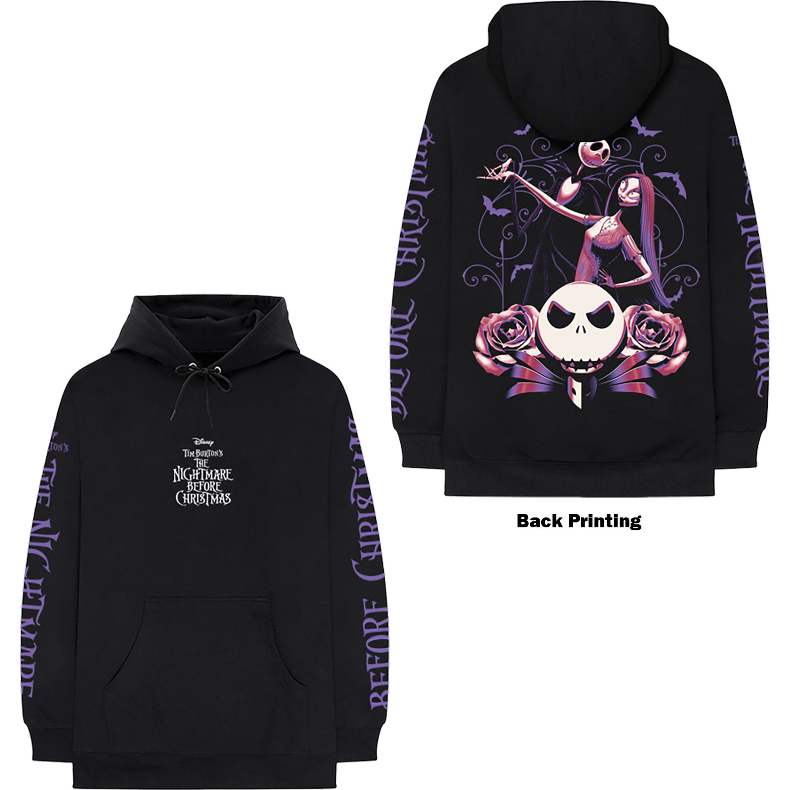 Disney Unisex Pullover Hoodie: The Night Before Christmas Jumbo (Back & Sleeve Print) (Medium) - 2