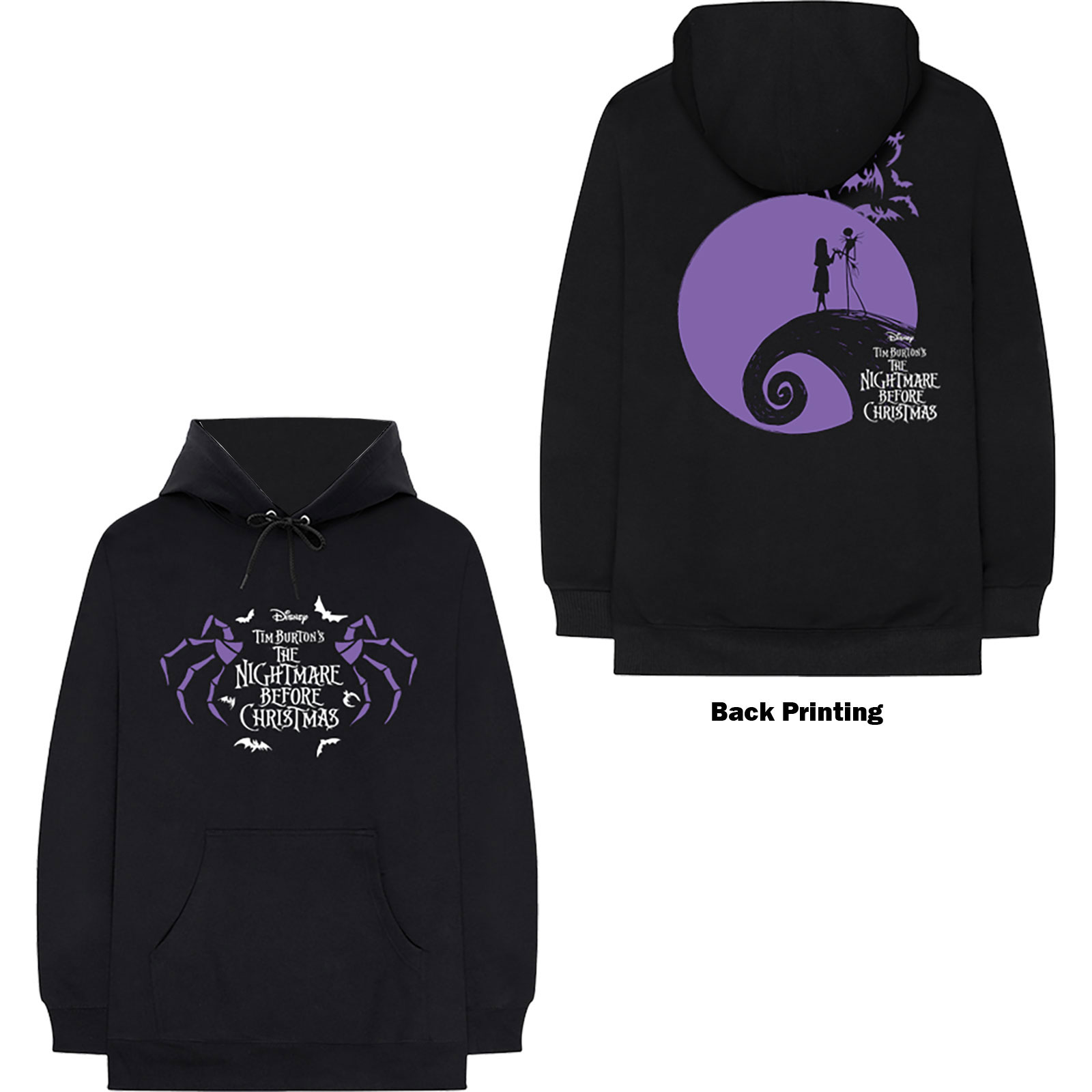 Disney Unisex Pullover Hoodie: The Night Before Christmas Moonlight (Back Print) (Small) - 2