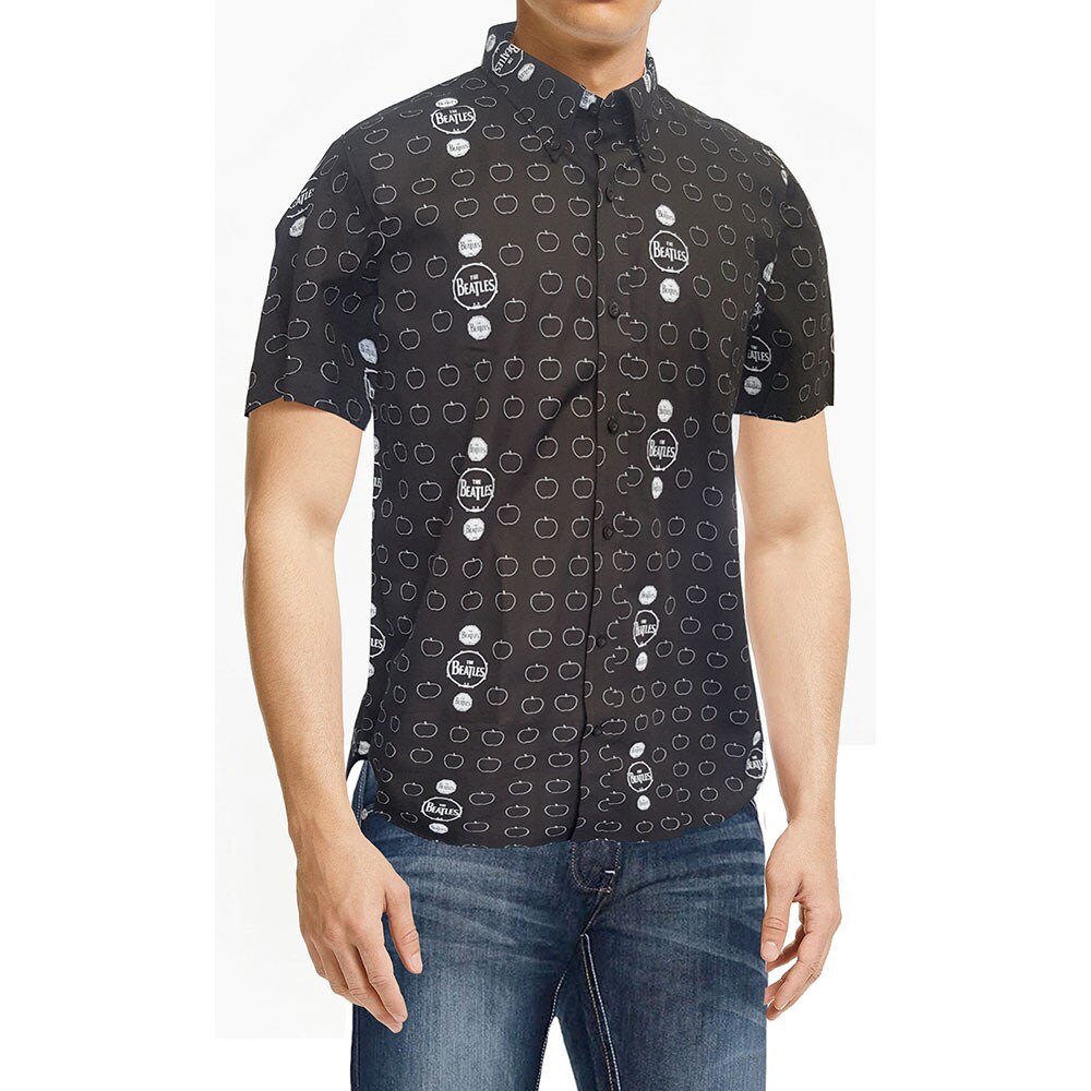 The Beatles Unisex Casual Shirt: Drum and Apples (All Over Print) (Small)