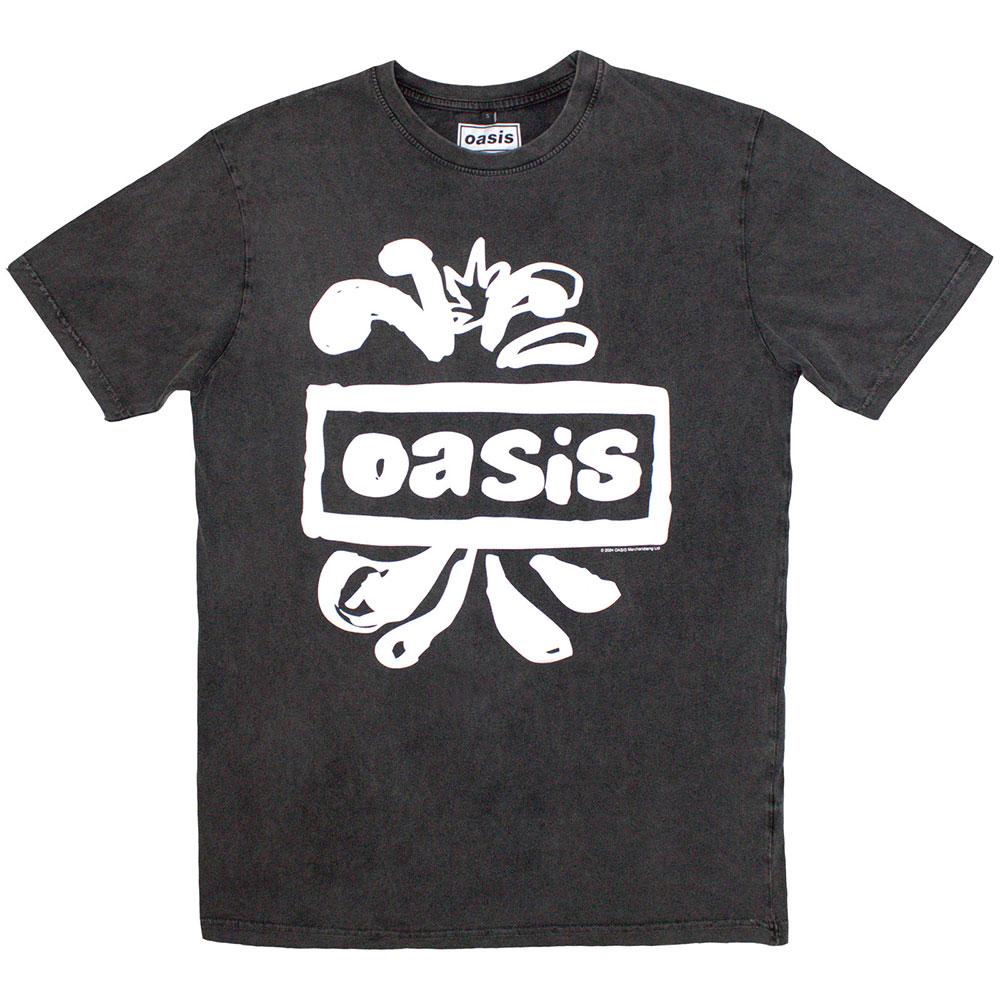 Oasis Unisex Stone Wash T-Shirt: Logo Splat (Medium)
