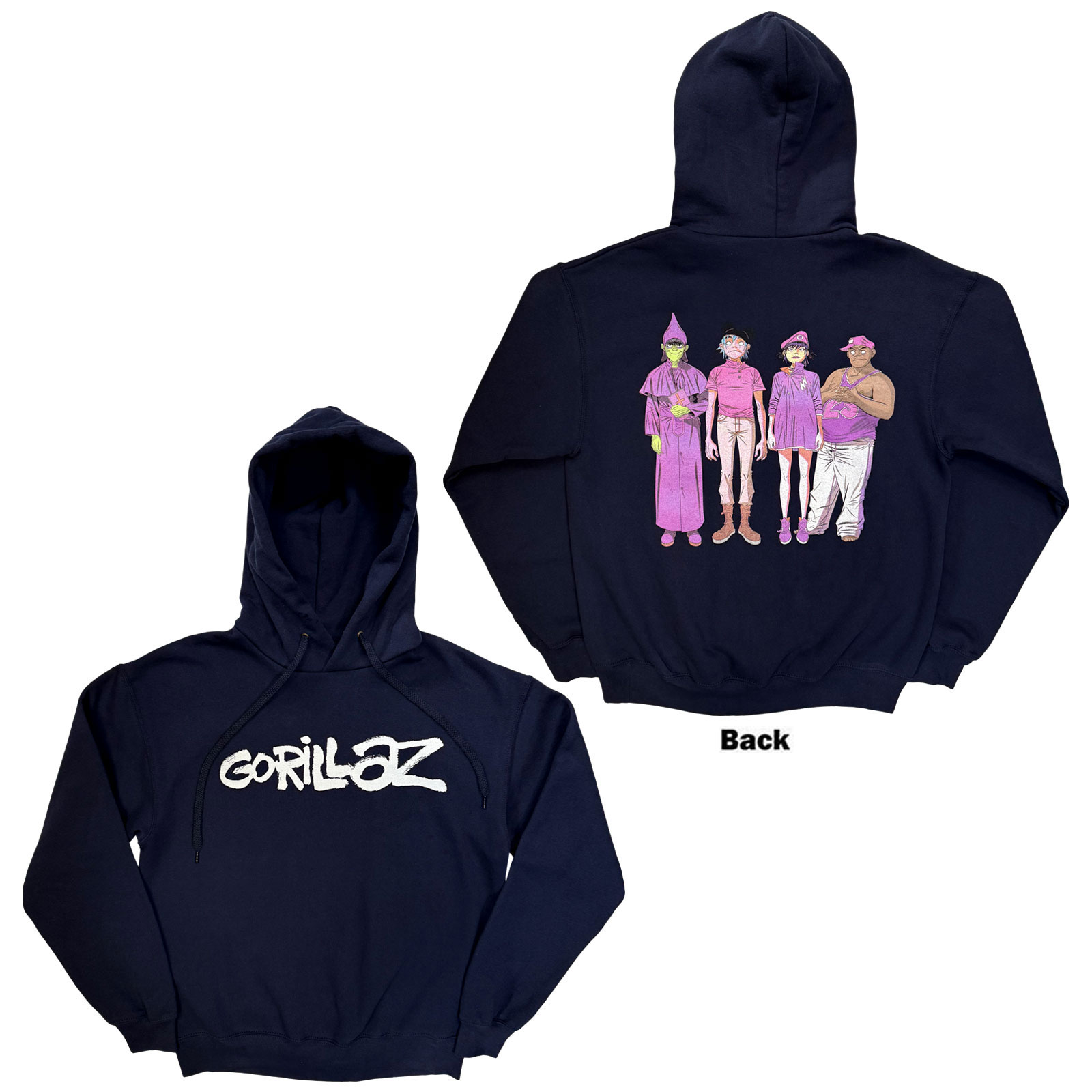 Gorillaz Unisex hoodie: Cracker Island (tummansininen) (takapaino)