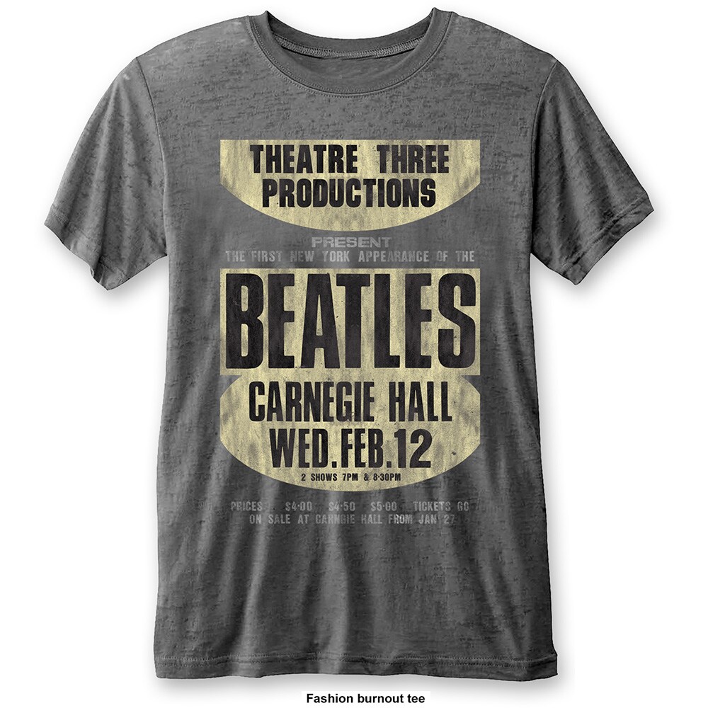The Beatles Unisex Burn Out T-Shirt: Carnegie Hall (Small) - 2