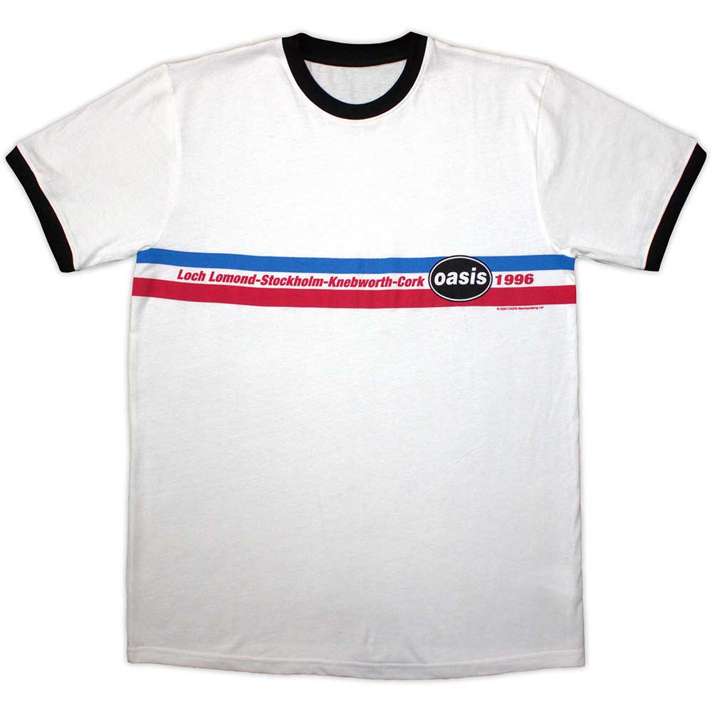 Oasis Unisex Ringer T-Shirt: 1996 Tour Horizontal Stripes Ringer (Medium)
