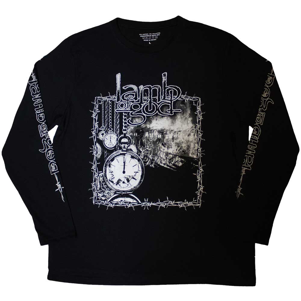 Lamb Of God Unisex Long Sleeve T-Shirt: Barbed Wire (Sleeve Print) (X-Large)