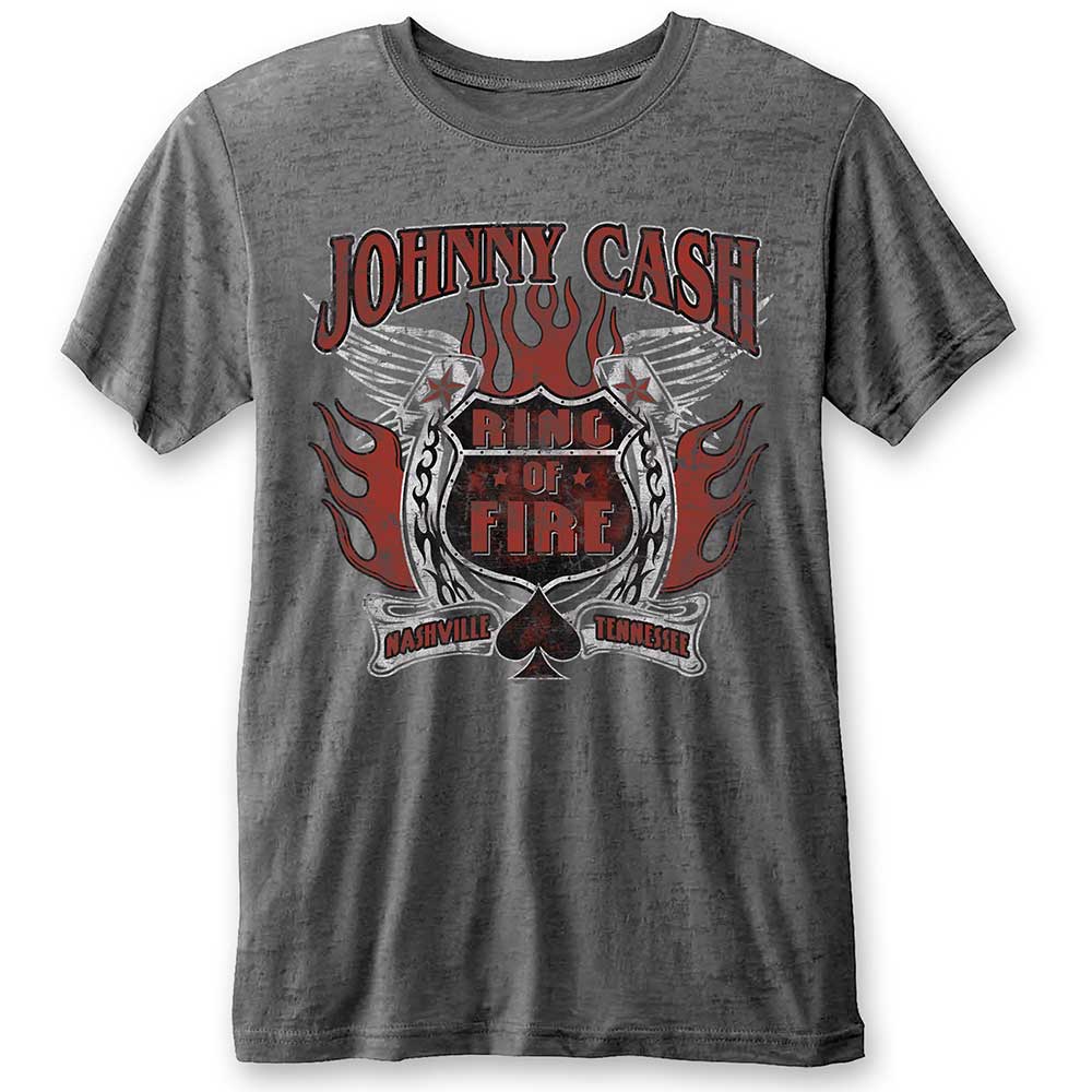 Johnny Cash Unisex Burn Out T-Shirt: Ring of Fire (Small) - 2