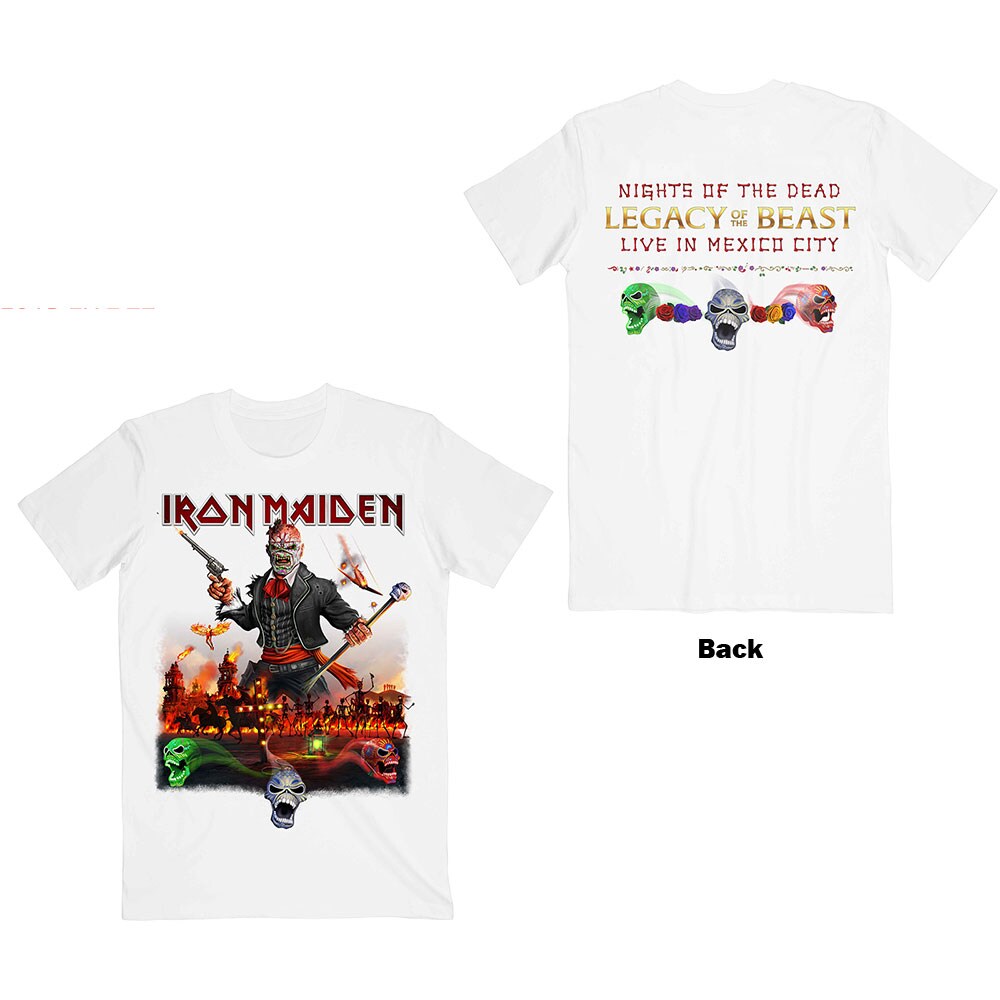 Iron Maiden Unisex T-Shirt: Legacy of the Beast Live In Mexico City (Back Print) (Medium)