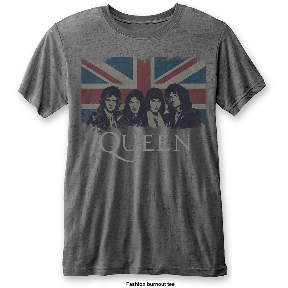 Queen Unisex Burn Out T-Shirt: Vintage Union Jack (Small) - 2