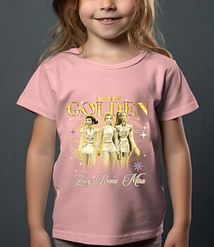 Huntrix Kpop Demon Hunters Lasten T-paita - Golden - Vaaleanpunainen - 100% Puuvilla - Unisex