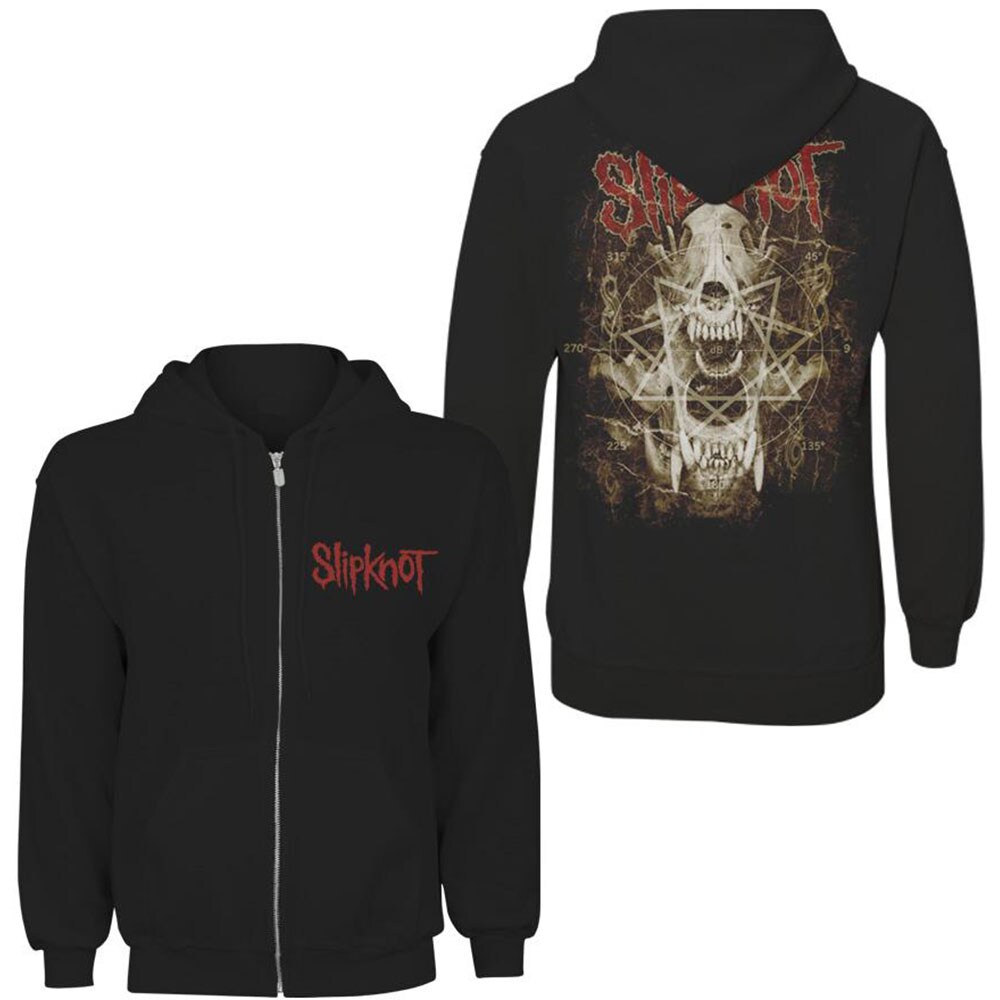 Slipknot Unisex Zipped Hoodie: Skull Teeth (Back Print) (Medium)