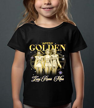 Huntrix Kpop Demon Hunters Barn T-shirt - Golden - Svart - 100% Bomull - Unisex