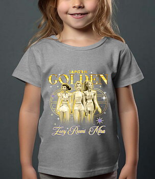 Huntrix Kpop Demon Hunters Lasten T-paita - Golden - Harmaa - 100% Puuvilla - Unisex